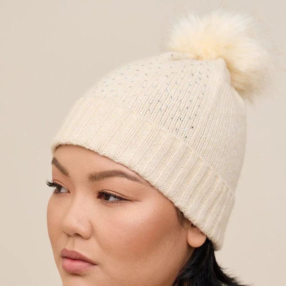 Torrid Oatmeal Shine Pom Beanie